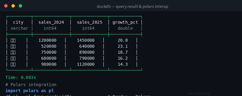 DuckDB 查询结果的终端展示